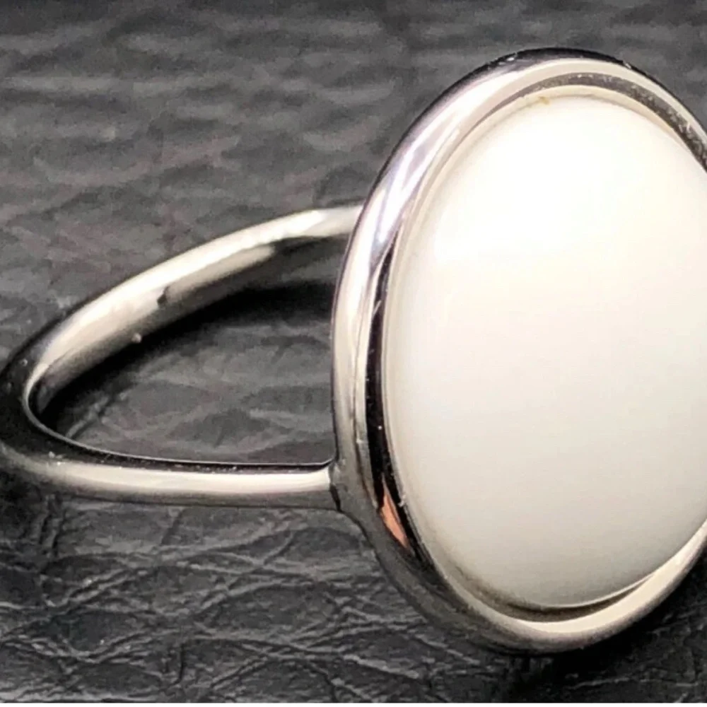 Calvin Klein Coral Stone & Stainless Steel Loop Dome Ring. (Size 9)(NWT) - Picture 5 of 16